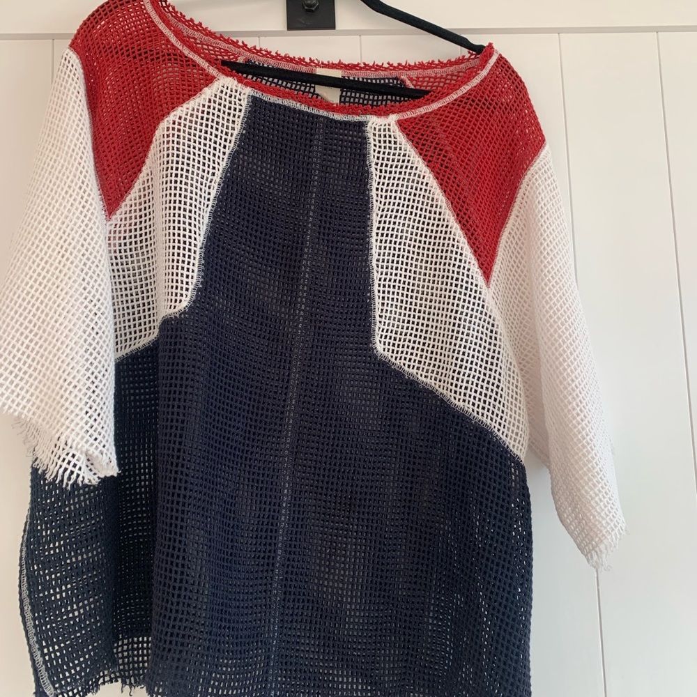 FREE PEOPLE navy/red over shirt